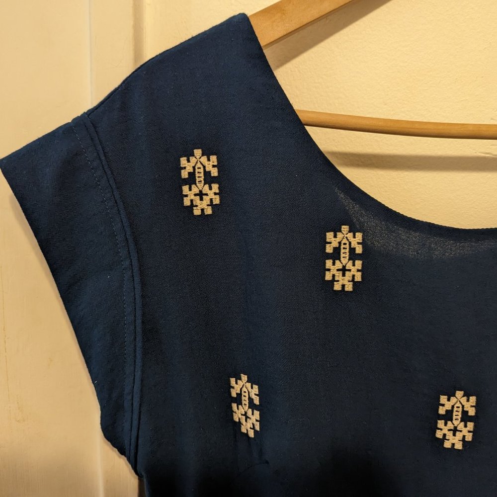 Anthropologie Floreat Teal Embroidered "Avian Myth" Shift Dress - Picture 3 of 12